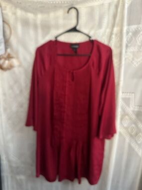 Lane Bryant Burgundy Ruffled Front Blouse